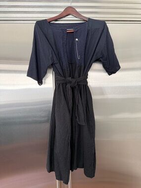 Black Midi Wrap Coat with Self-Tie Belt